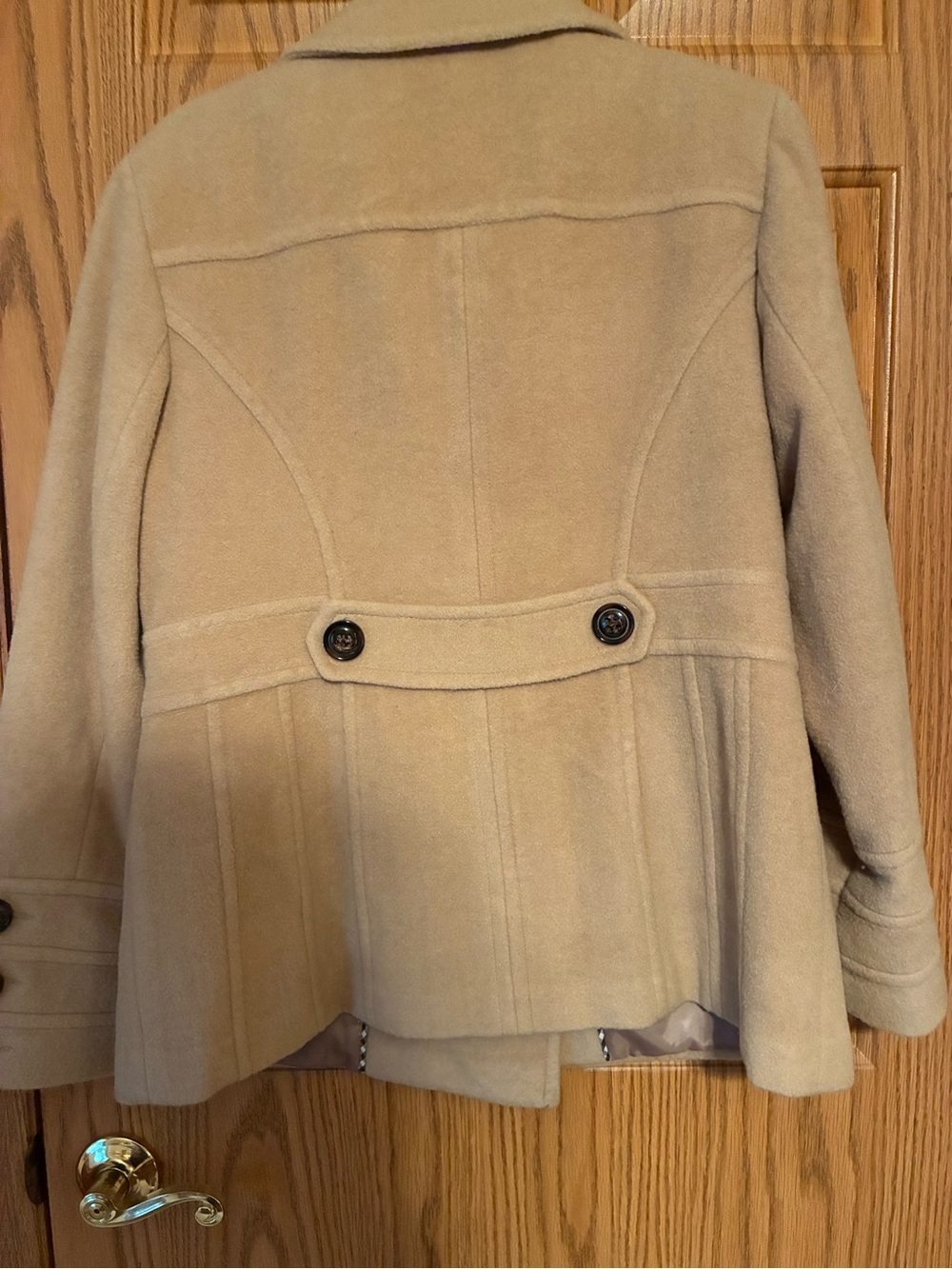St. John's Bay Women's Double-Breasted Peacoat - Camel - Picture 6 of 6